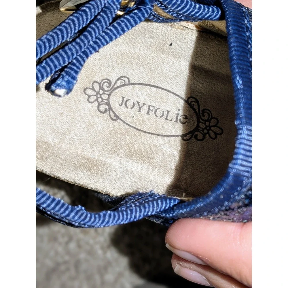 Joyfolie Girls Navy Blue Sparkle Bow Sandals Toddler Kids Size 4